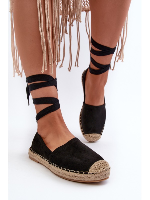 Tied Suede Espadrilles Black Ismanne