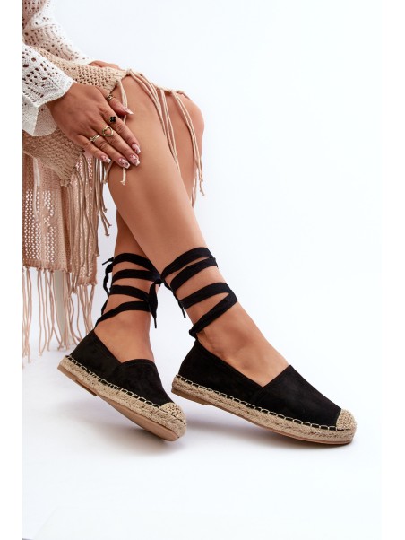 Tied Suede Espadrilles Black Ismanne