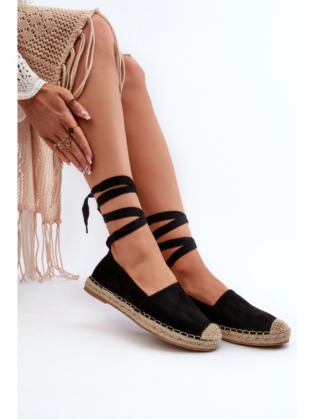 Tied Suede Espadrilles Black Ismanne