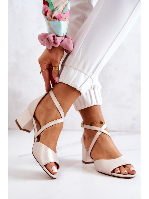 Women's Sandals On High Heel Sergio Leone SK825 Light Beige 2