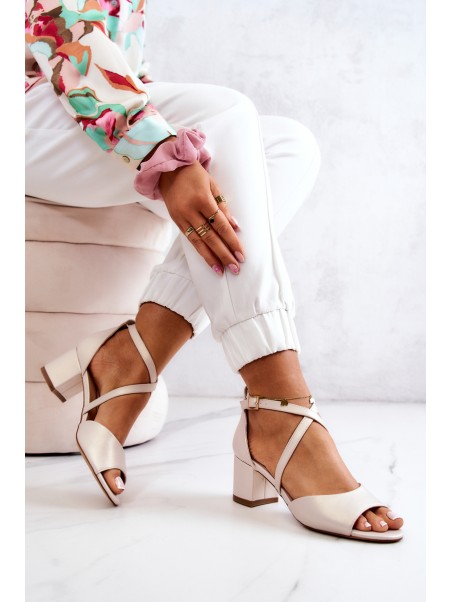 Women's Sandals On High Heel Sergio Leone SK825 Light Beige