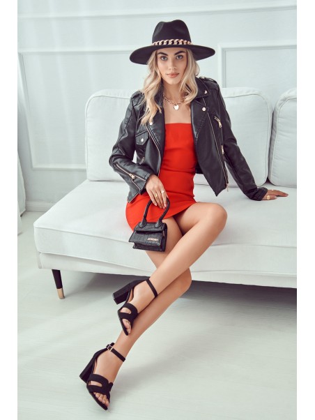 Fashionable Suede High Heels Sandals Black Aubrey