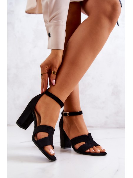 Fashionable Suede High Heels Sandals Black Aubrey
