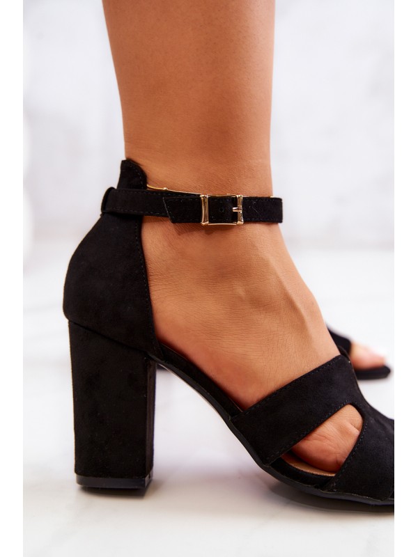 Fashionable Suede High Heels Sandals Black Aubrey