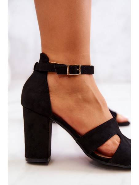Fashionable Suede High Heels Sandals Black Aubrey