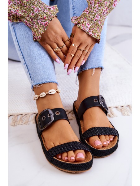 Fashionable slippers with a buckle Big Star JJ274730 Black