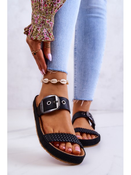 Fashionable slippers with a buckle Big Star JJ274730 Black