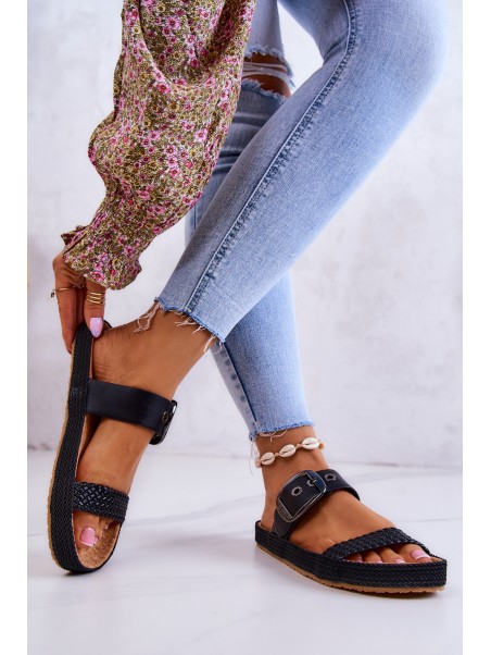 Fashionable slippers with a buckle Big Star JJ274730 Black