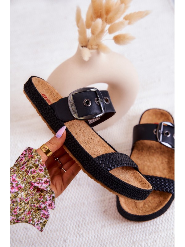 Fashionable slippers with a buckle Big Star JJ274730 Black
