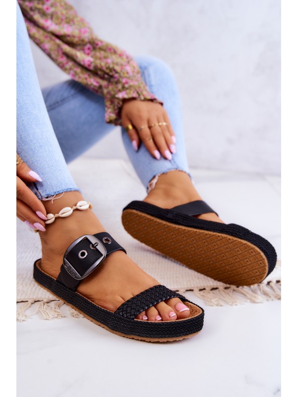 Fashionable slippers with a buckle Big Star JJ274730 Black