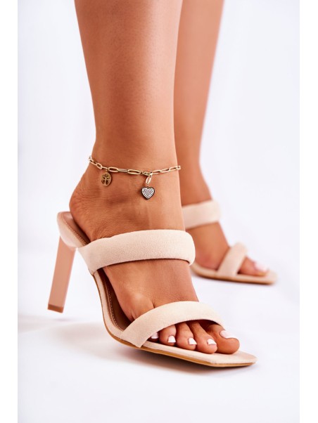 Suede Sandals Beige Lorelay