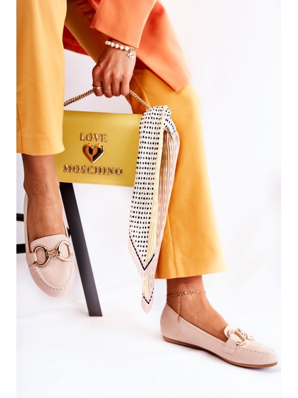 Women's Suede Loafers With Decoration Beige Reality