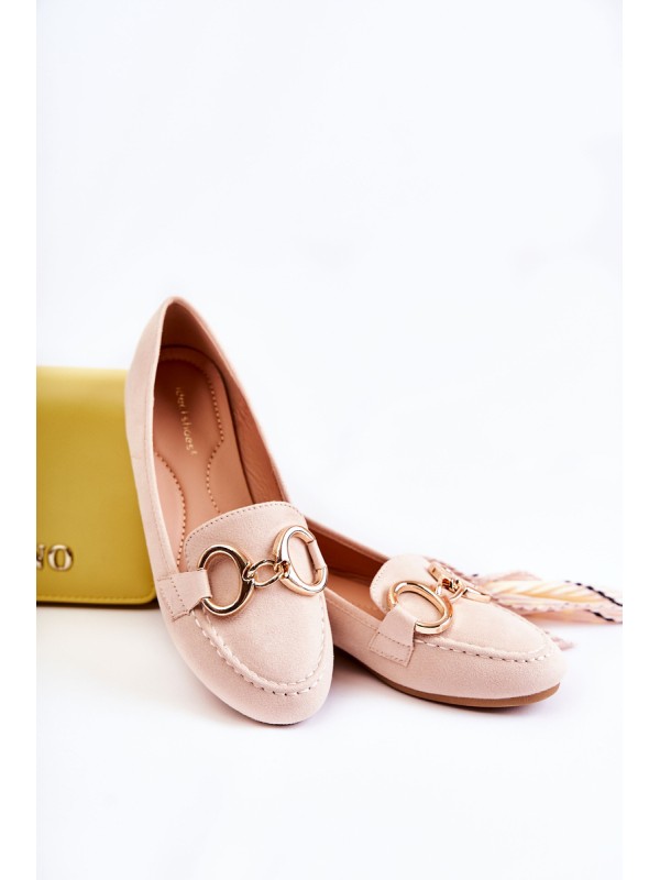 Women's Suede Loafers With Decoration Beige Reality