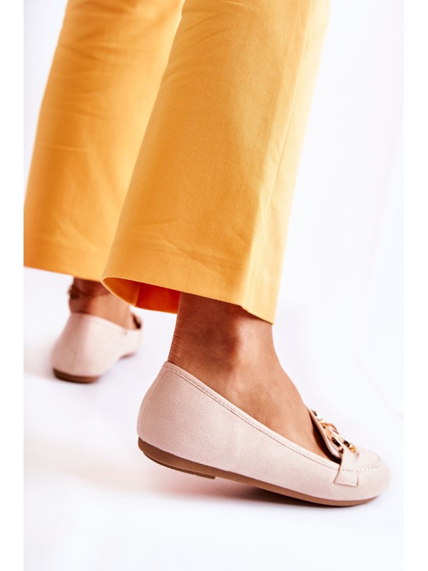Women's Suede Loafers With Decoration Beige Reality