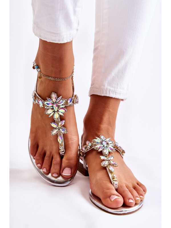Women's Sandals Flip-flops With Cubic Zirconia Silver Solea