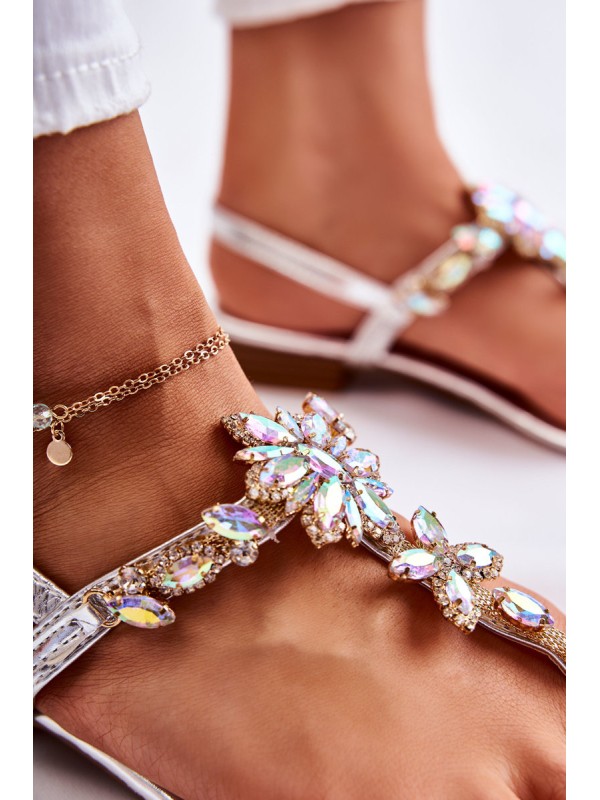 Women's Sandals Flip-flops With Cubic Zirconia Silver Solea