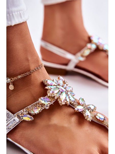 Women's Sandals Flip-flops With Cubic Zirconia Silver Solea
