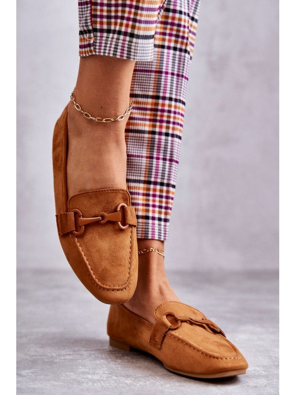 Suede loafers with decoration Camel Santi 2