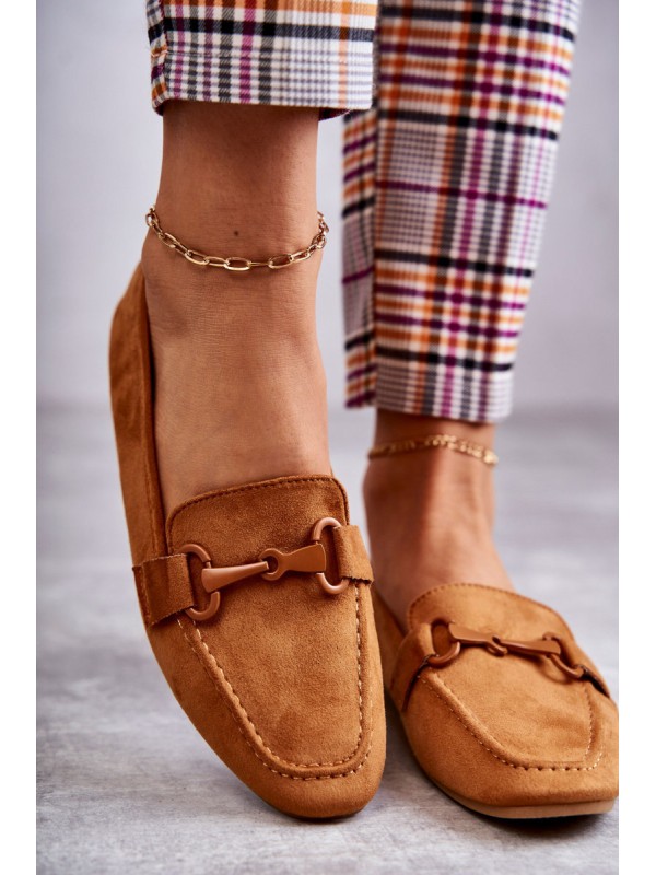 Suede loafers with decoration Camel Santi