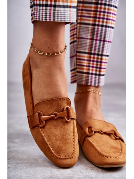 Suede loafers with decoration Camel Santi