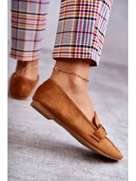 Suede loafers with decoration Camel Santi