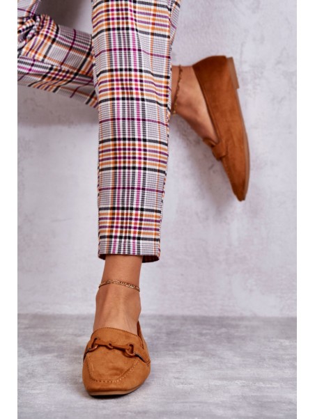 Suede loafers with decoration Camel Santi