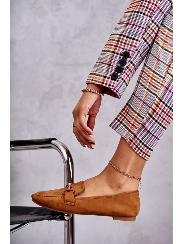 Suede loafers with decoration Camel Santi