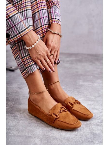 Suede loafers with decoration Camel Santi