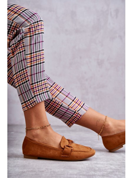 Suede loafers with decoration Camel Santi