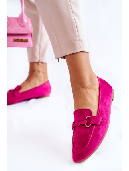 Suede loafers with decoration Fuchsia Santi