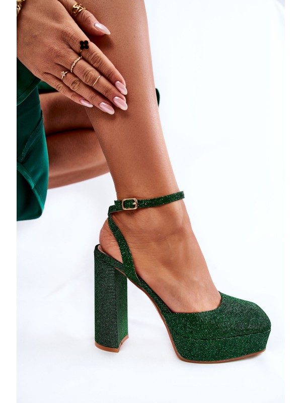 Women's Sandals Glitter On a Heel Green Rosel