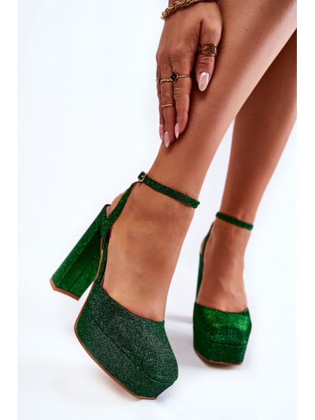Women's Sandals Glitter On a Heel Green Rosel