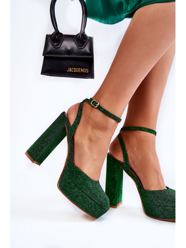 Women's Sandals Glitter On a Heel Green Rosel