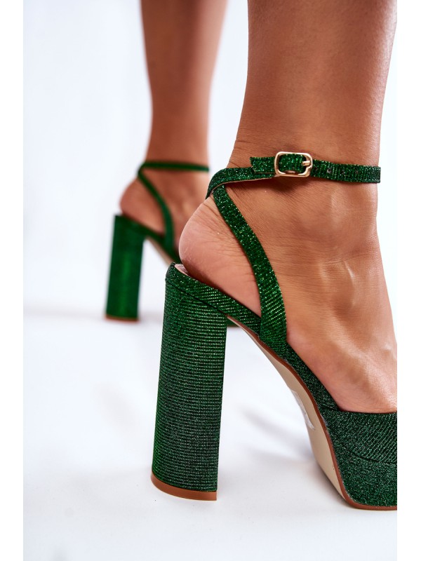 Women's Sandals Glitter On a Heel Green Rosel