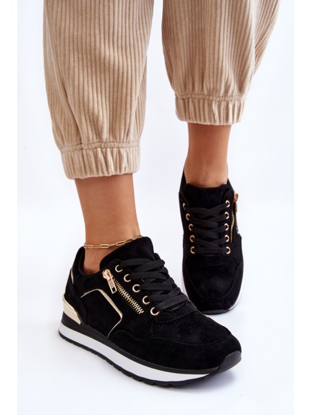Suede Sport Shoes On A Platform Black Riverside