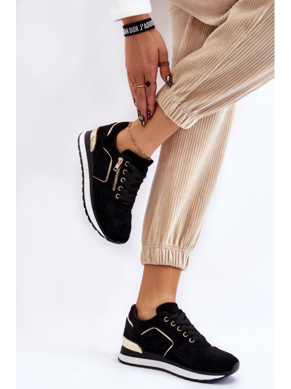 Suede Sport Shoes On A Platform Black Riverside 2