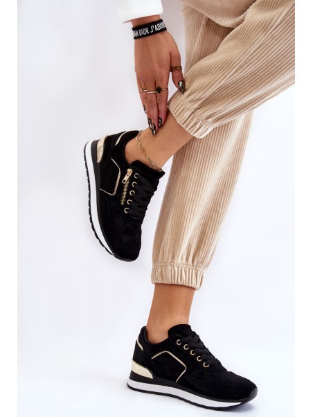 Suede Sport Shoes On A Platform Black Riverside