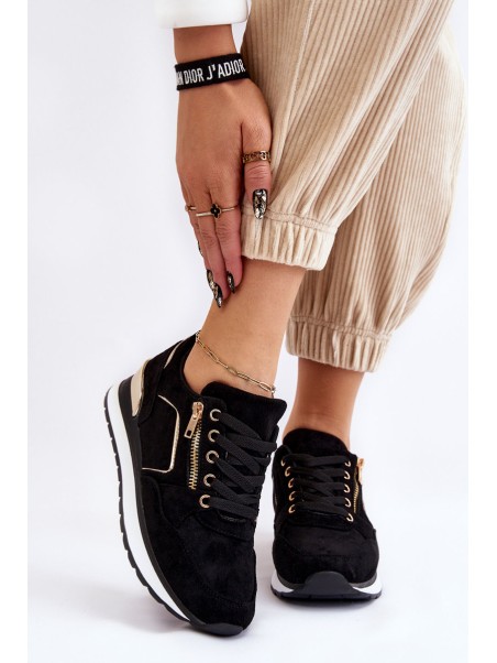 Suede Sport Shoes On A Platform Black Riverside