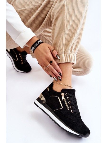Suede Sport Shoes On A Platform Black Riverside