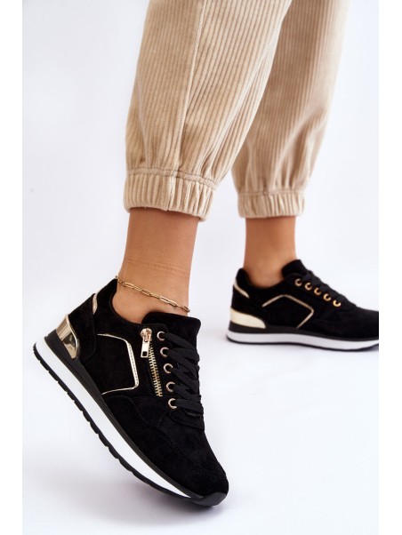 Suede Sport Shoes On A Platform Black Riverside