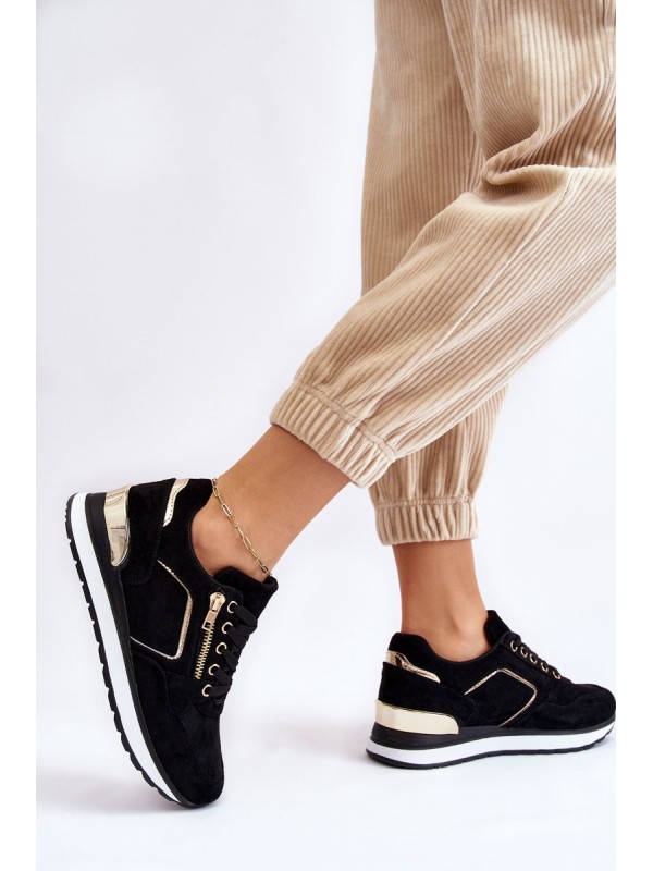 Suede Sport Shoes On A Platform Black Riverside