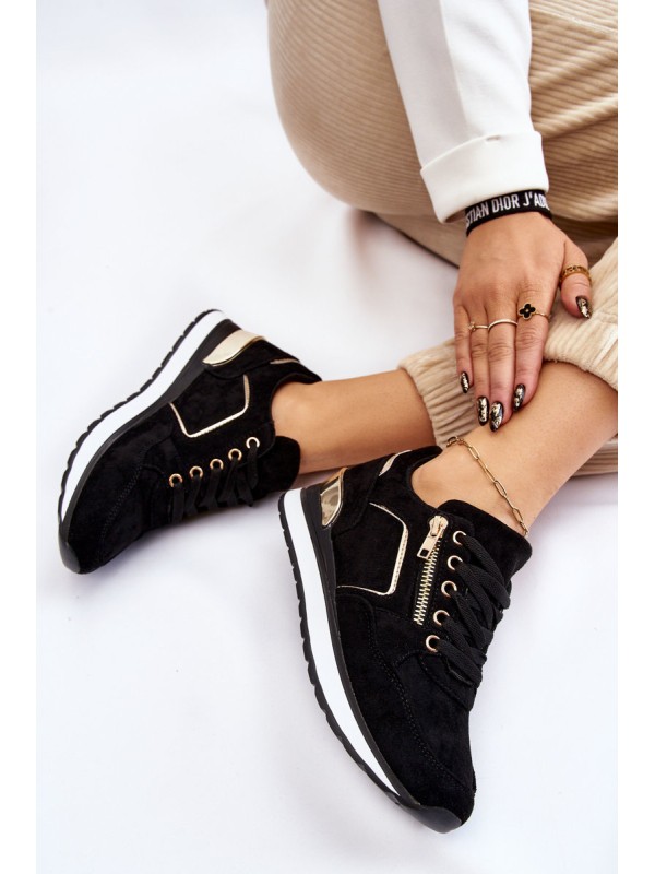 Suede Sport Shoes On A Platform Black Riverside