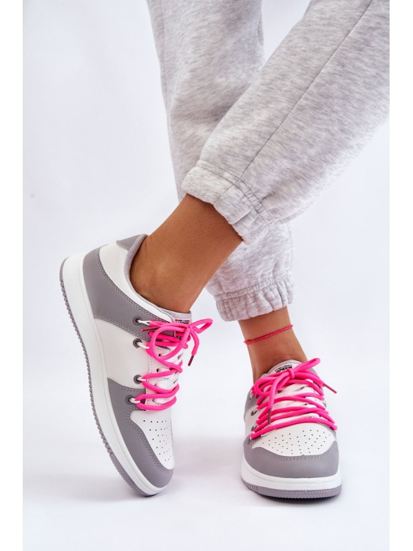 Women's Classic Double Lace Up Trainers White-Grey Jella