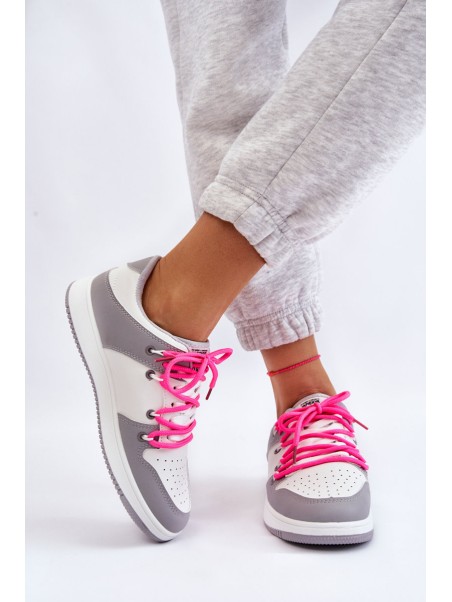 Women's Classic Double Lace Up Trainers White-Grey Jella
