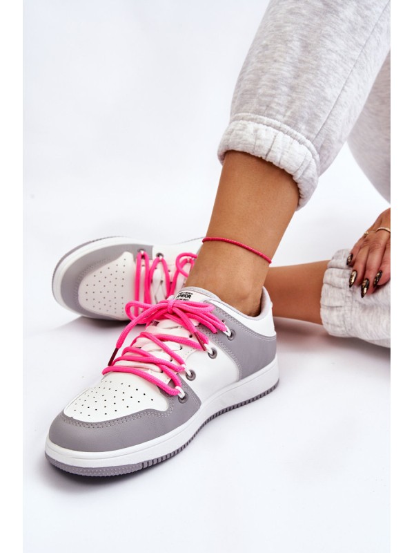 Women's Classic Double Lace Up Trainers White-Grey Jella