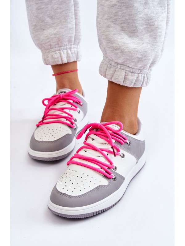 Women's Classic Double Lace Up Trainers White-Grey Jella