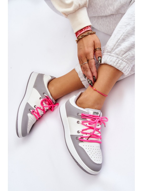 Women's Classic Double Lace Up Trainers White-Grey Jella