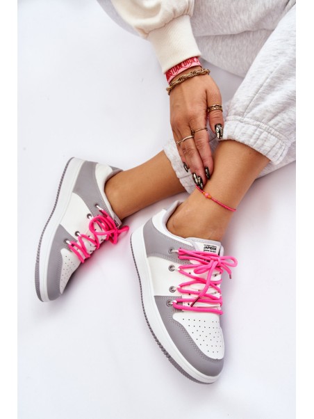 Women's Classic Double Lace Up Trainers White-Grey Jella