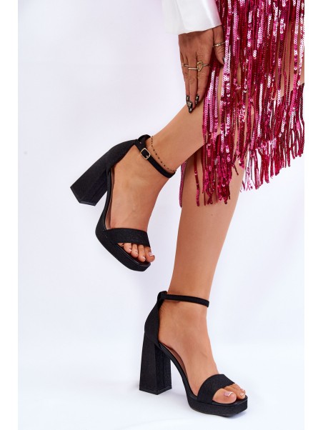 Shiny Sandals On A Massive Heel Black Calmi