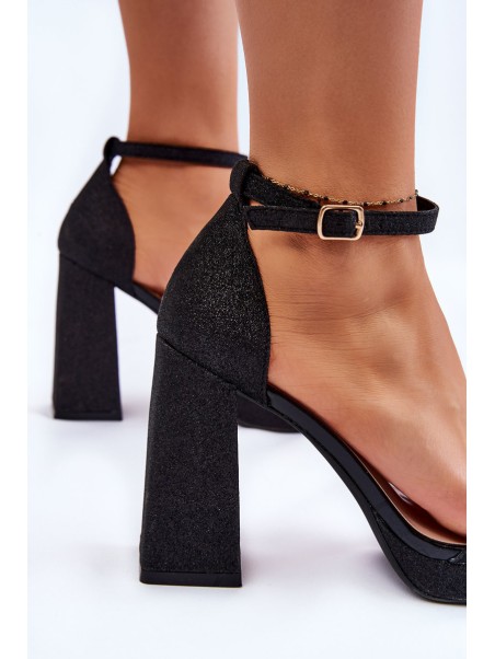 Shiny Sandals On A Massive Heel Black Calmi
